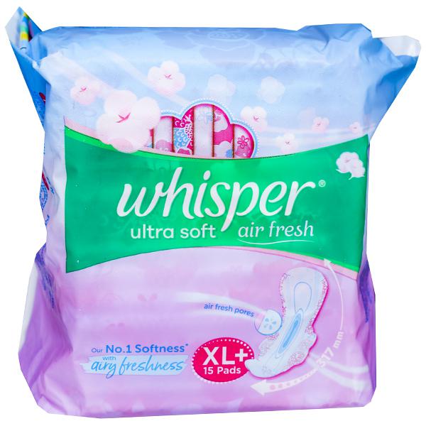 Whisper Ultra Soft Air Fresh(G) XL+ 15 Pads